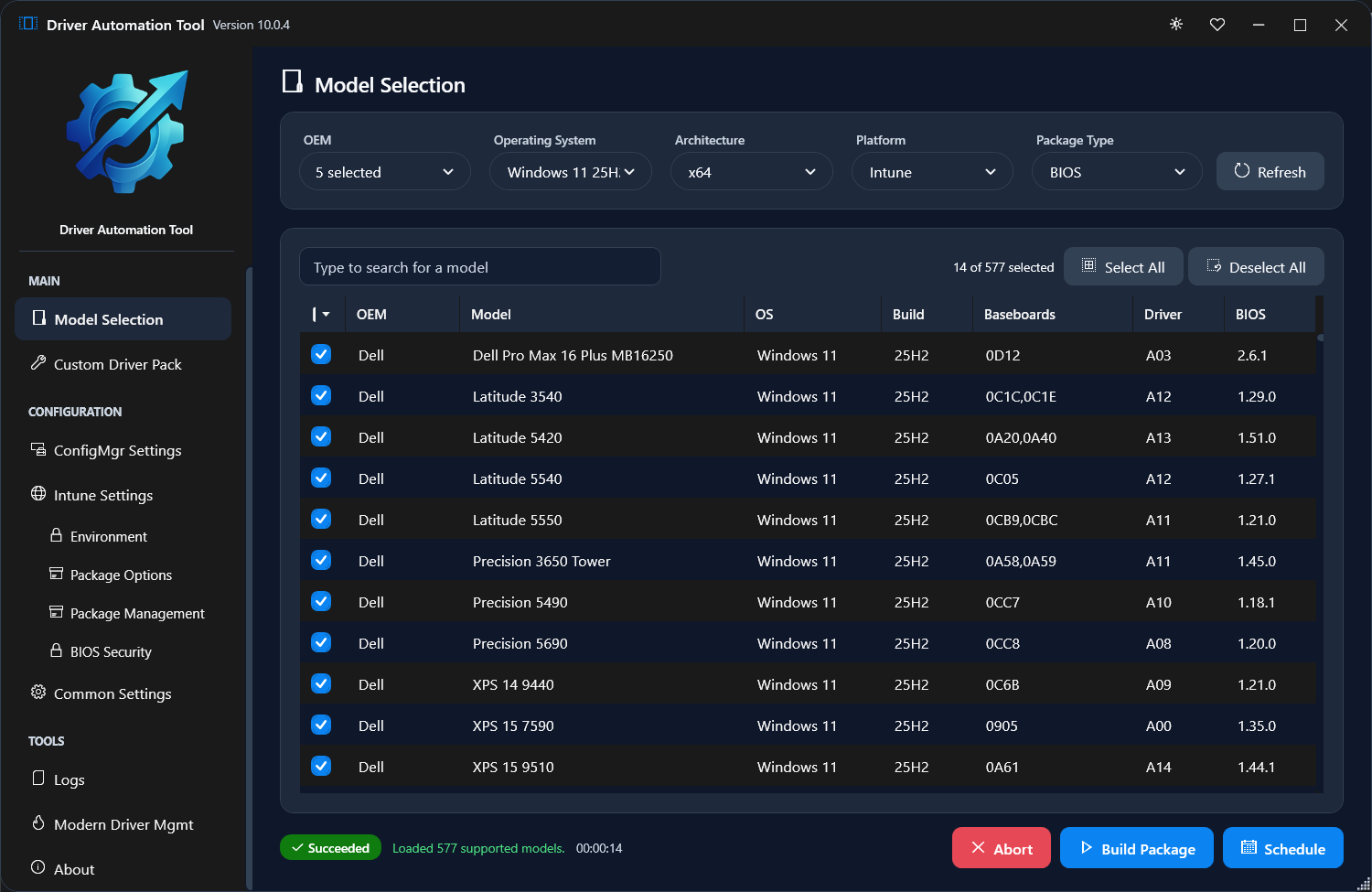 Driver Automation Tool — Dark mode