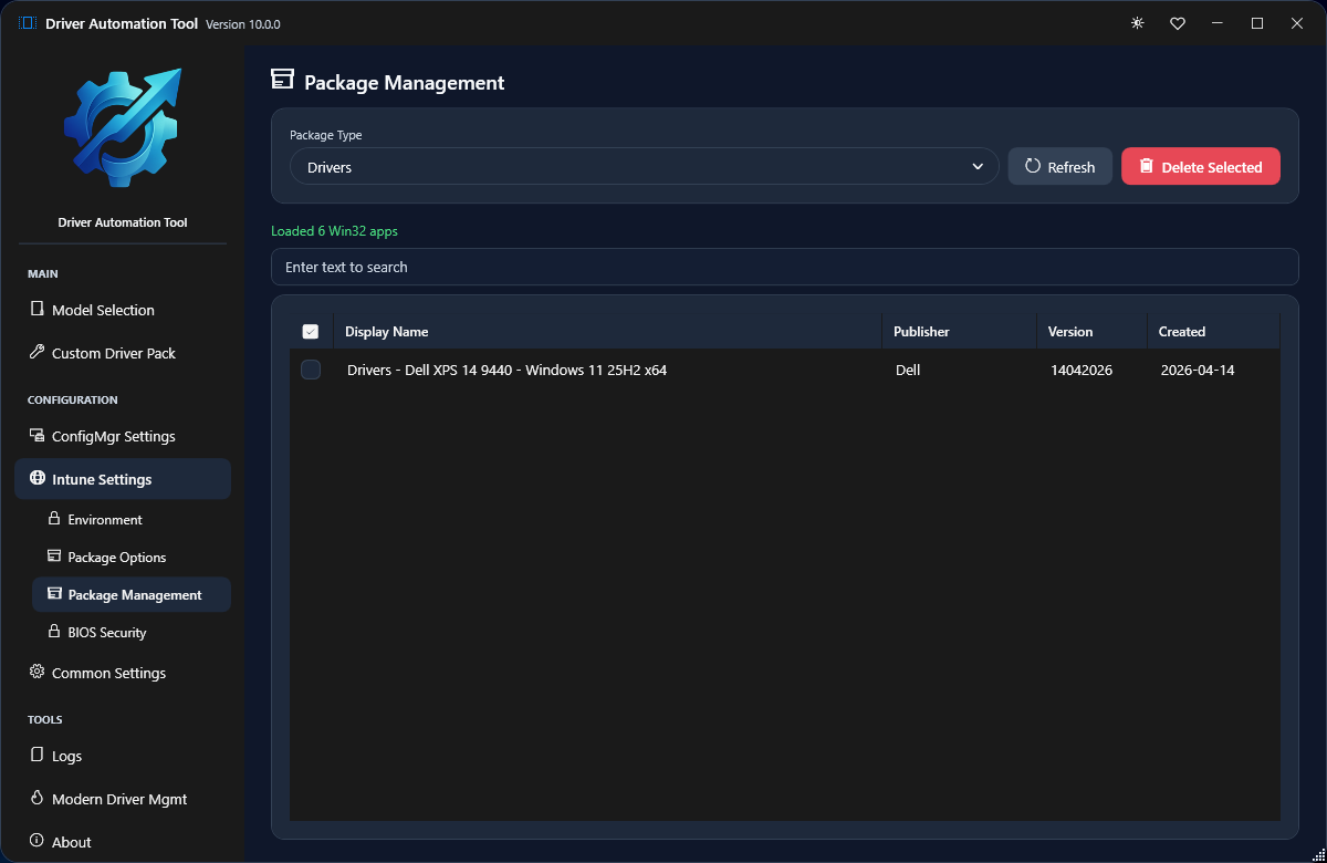 Managing deployed Win32 app packages